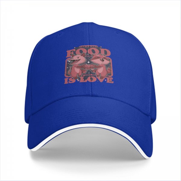 Black Baseball Cap With Food Is Love Raccoon And Opossum Graphic