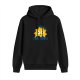Black hoodie with cheerful sun graphic and 'stay inside' text