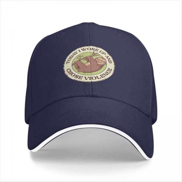 Black Baseball Cap With Sloth 'Today I Woke Up And Chose Violence' Print