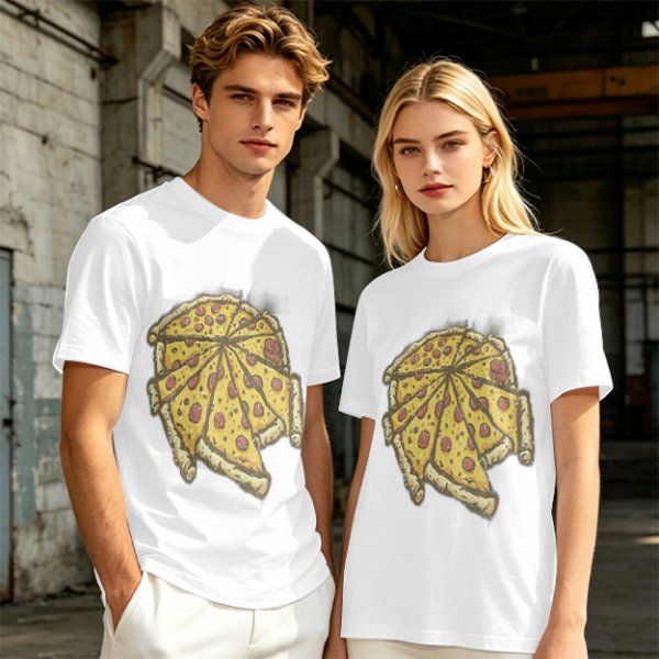 Olive Green T-Shirt With Pepperoni Pizza Slice Graphic