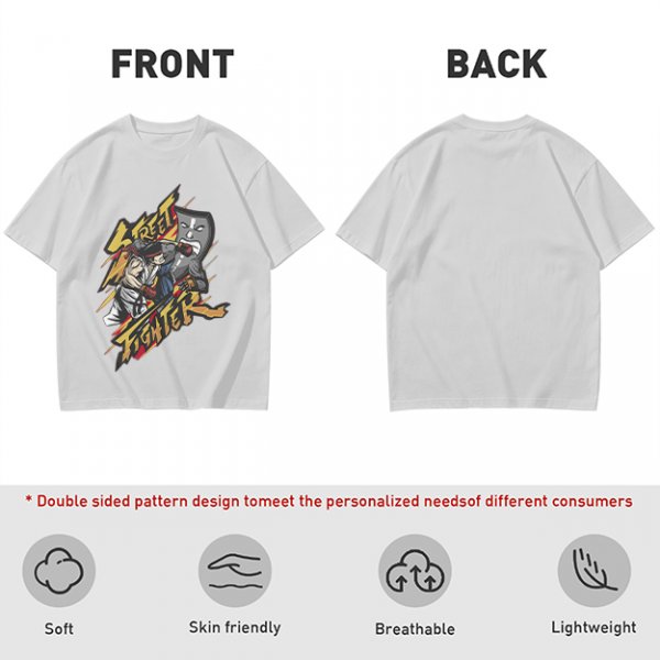 Olive Street Fighter Graphic T-Shirt with Fighting Character Art