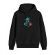 Black Hoodie With Cosmic Alien And Planets Graphic Print