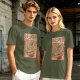 Olive T-shirt with Vintage Yokai Ramen Bowl Graphic Print