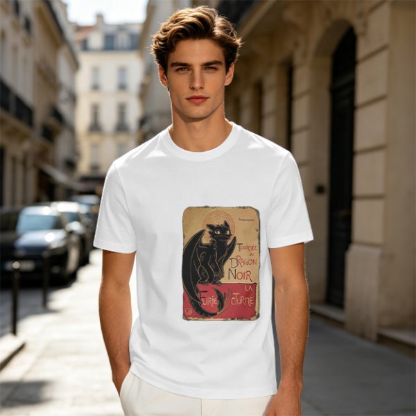 Olive t-shirt with vintage black dragon print design