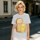 Olive T-Shirt With Cute Cartoon Bread And Butter Graphic