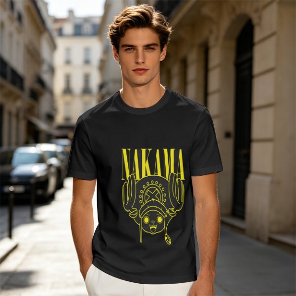 Olive Anime T-Shirt Featuring Chopper and Nakama Text