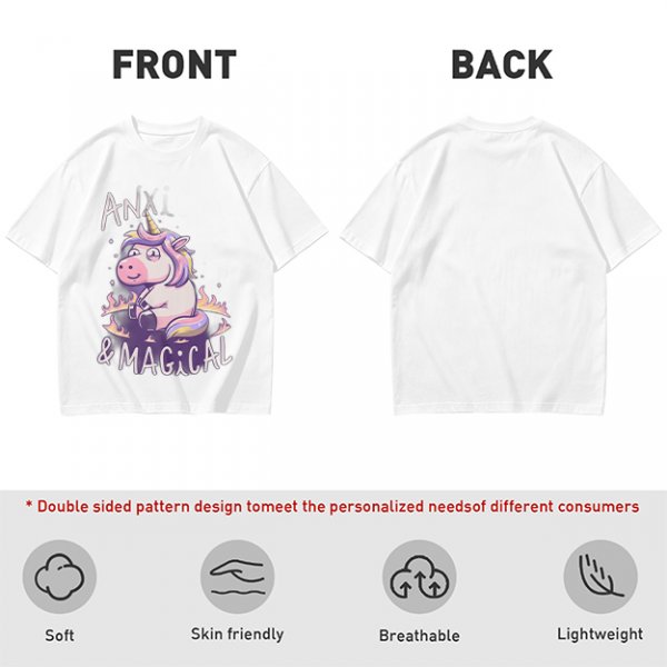 Anxious Magical Unicorn Graphic Olive T-Shirt