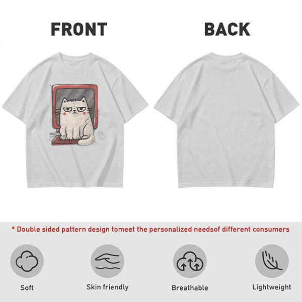 Olive T-shirt with Grumpy Cat on Retro Computer Print