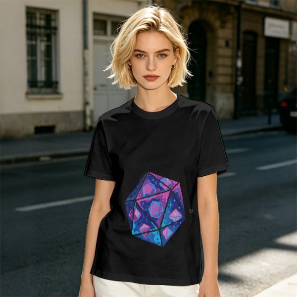 Olive T-Shirt With Galaxy D20 Dice Graphic