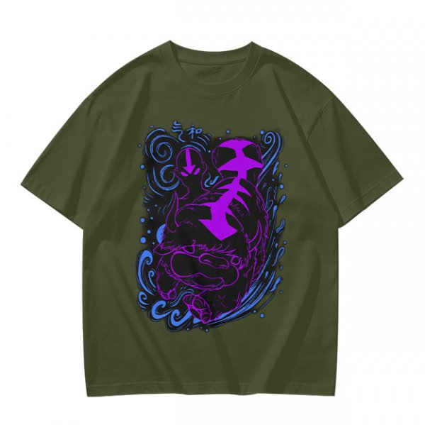 Olive Green T-Shirt With Neon Purple Avatar The Last Airbender Art Print