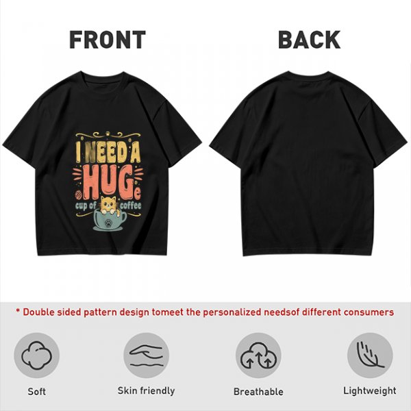 I Need a Huge Cup of Coffee Cat Graphic T-Shirt
