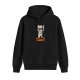Black hoodie with grumpy mummy cat and 'Go Mummify Yourself' print