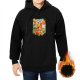 Black hoodie with citrus fruit and whimsical graphic print