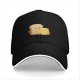 Black Baseball Cap With Cute Bread And Butter Cartoon Print
