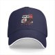 Black baseball cap with a tired raccoon office worker graphic