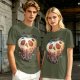 Olive Green T-Shirt With Creepy Melting Skull Apple Graphic