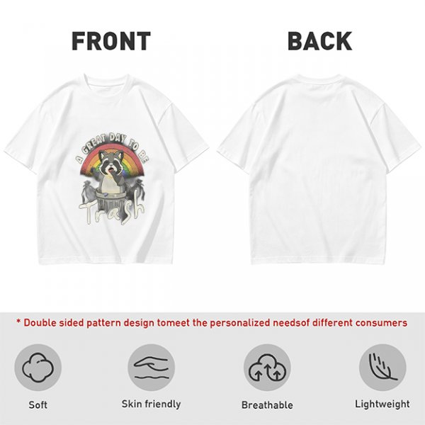 Olive Graphic T-Shirt With Raccoon Rainbow 'A Great Day To Be Trash' Print