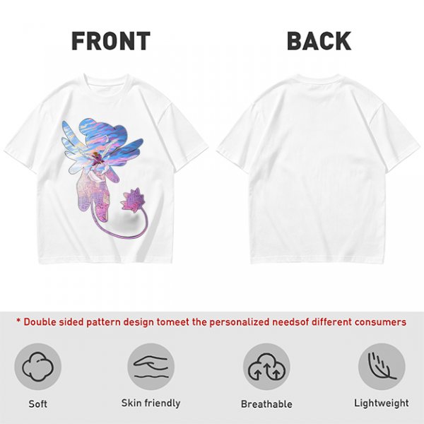 Olive T-Shirt With Whimsical Winged Creature Art Print