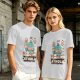 Olive T-Shirt With Funny Cat Graphic 'Catholic' Print