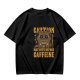 Olive Graphic T-Shirt With 'Caution May Bite Before Caffeine' Angry Cat Print