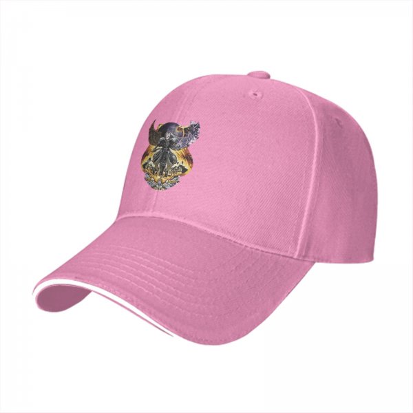 Black Baseball Cap With Fantasy Dark Warrior Graphic Print