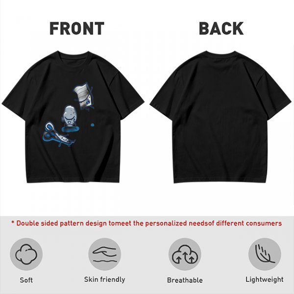 Olive T-Shirt With Rock Paper Scissors Cartoon Characters