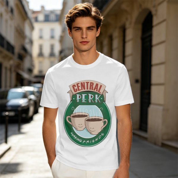 Central Perk Making Friends Coffee Cup Graphic T-Shirt