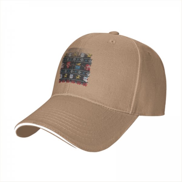 Black Baseball Cap With Ugly Christmas Style Fantasy Character Print