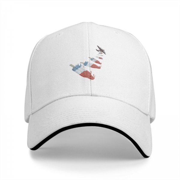 Black Baseball Cap With Falling Red White Blue Popsicle Art