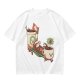 Olive green graphic tee with a sloth relaxing between anthropomorphic coffee mugs