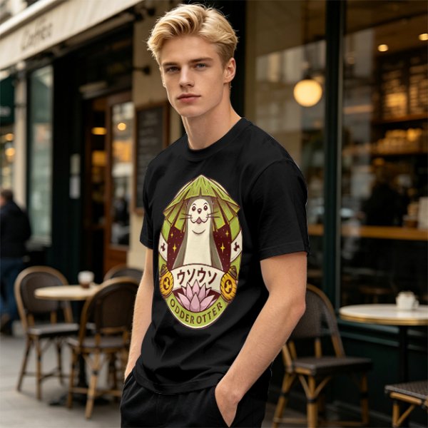 Otter with Straw Hat Graphic Tee Design
