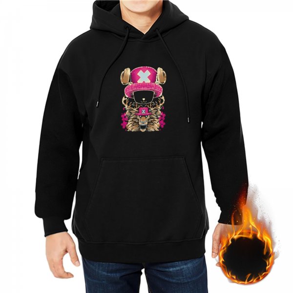 Black hoodie with One Piece Tony Tony Chopper graphic print