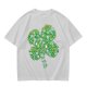 Olive Green T-Shirt With St. Patrick's Day Four-Leaf Clover Art