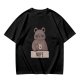 Olive T-Shirt With Grumpy Bear Holding Coffee Mug And 'NOPE' Print