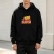 Black hoodie with sleeping duck graphic and 'Until My Problems Disappear' text