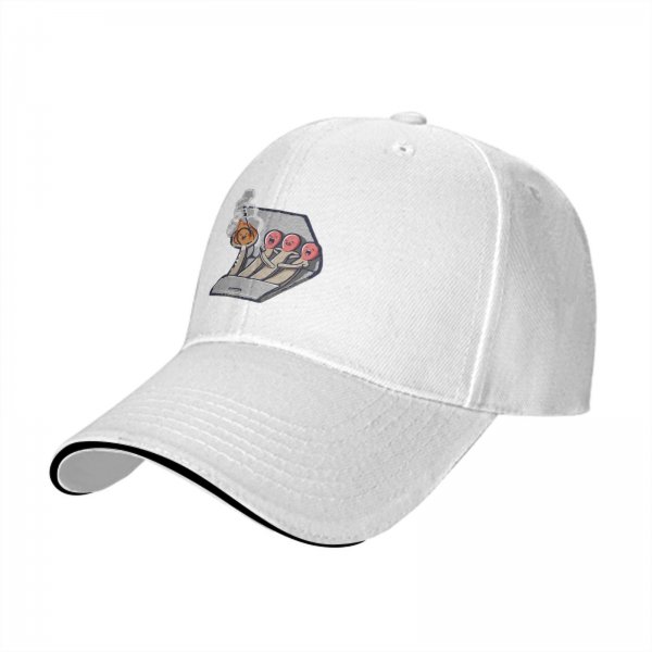 Black baseball cap with funny matchstick cartoon design