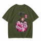 Olive T-Shirt With Cute Kirby Candy Bag Graphic