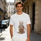 Olive t-shirt with cute Baphomet coffee magic print