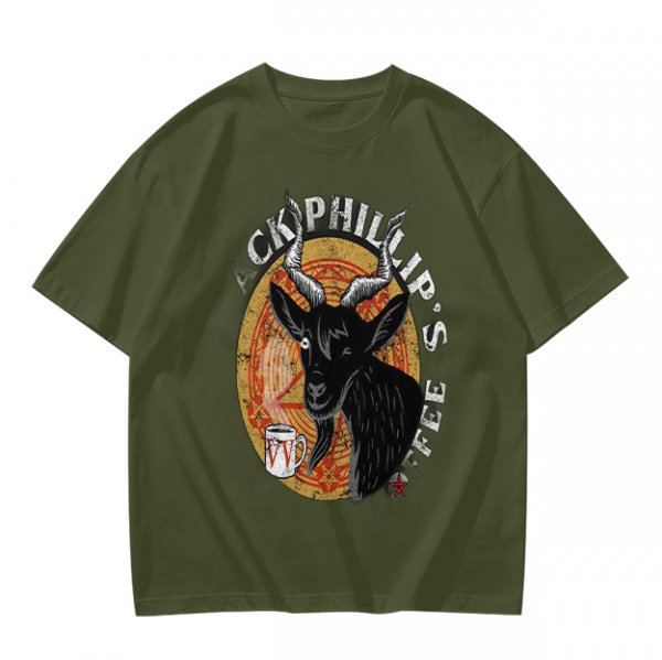 Black Phillip's Coffee Goat Graphic T-Shirt Design