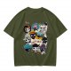 Olive T-Shirt With Pirate Squad Skull Character Print