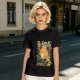 Olive t-shirt with vintage comic style 'I Blew Up The Cat!' print