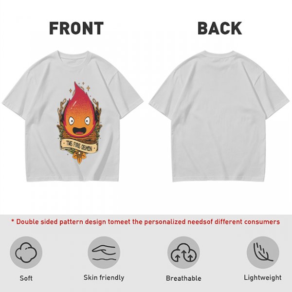 Olive T-Shirt Featuring Calcifer The Fire Demon Artwork