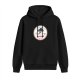 Black hoodie with Aperture Bakery cake graphic print
