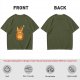 Olive T-Shirt With Cute Pumpkin Creature And Moon Star Print