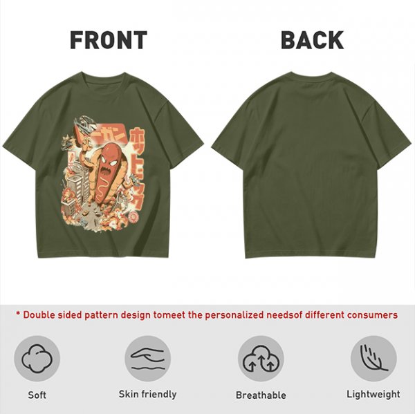 Giant Hot Dog Monster Destroying City Graphic T-Shirt