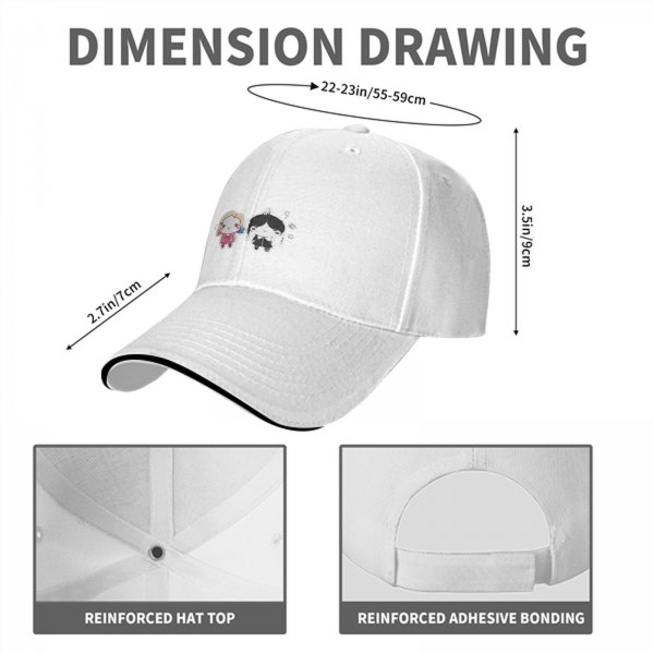 Black Baseball Cap With Cute Wednesday Addams And Enid Sinclair Chibi Art