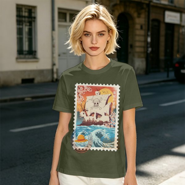 One Piece Going Merry Ship Stamp Graphic T-Shirt