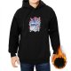 Black hoodie with Japanese style cat and pagoda graphic print