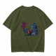 Olive T-Shirt With Dark Souls Knight At Campfire Death Sign Print