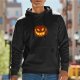 Black Hoodie With Scary Jack-o'-lantern Flame Graphic